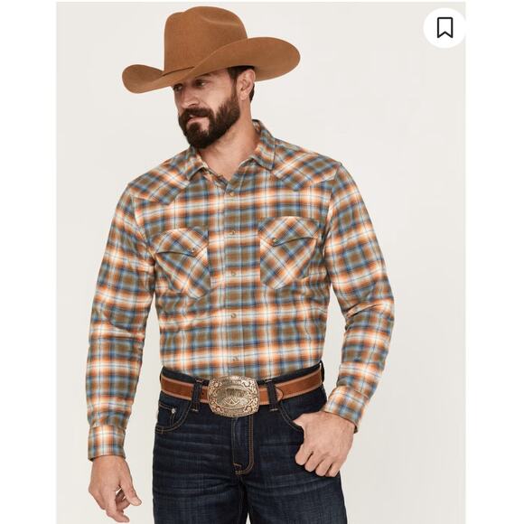 Pendleton Wyatt Western Shirt Plaid Pearl Snaps Mens Size Medium - Picture 5 of 9